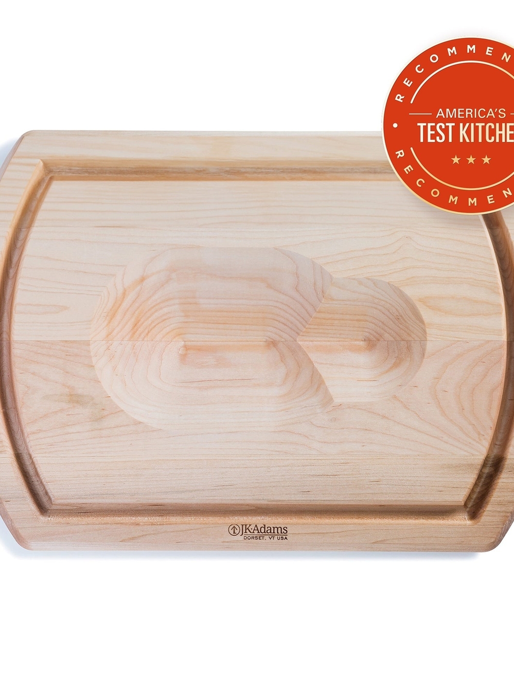 Adams Maple Wood Cutting Board with Recessed Prep Wells - Natural